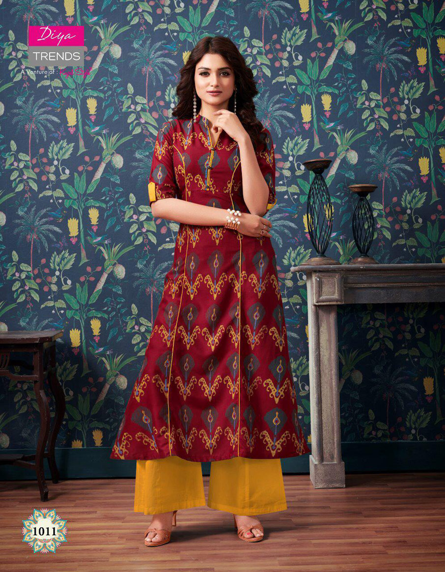 Purplecity Vol-1 Diya Trends Pigment Gold print Kurti Purplecity Vol-1 Diya Trends Pigment Gold print Kurti